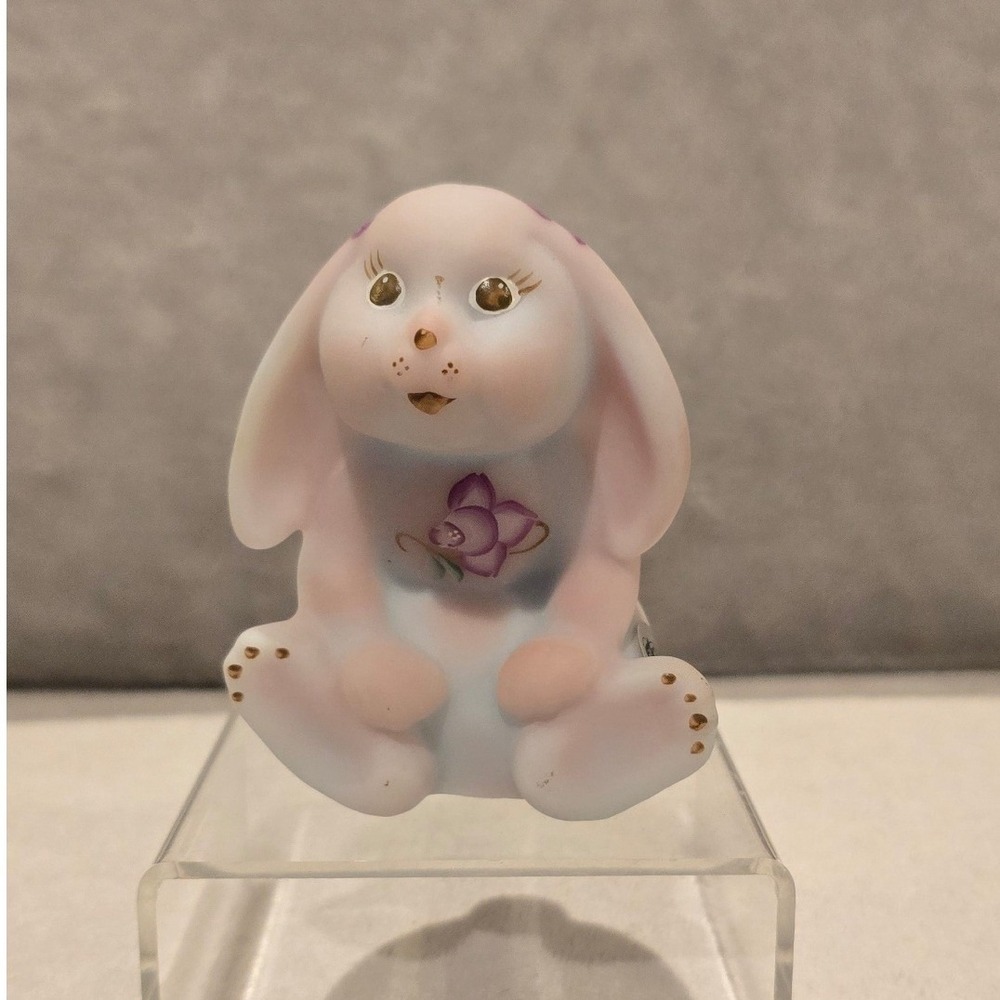 Vtg Fenton Handpainted Purple Burmese Rabbit K. Brightbill Sean K Farten 2003
